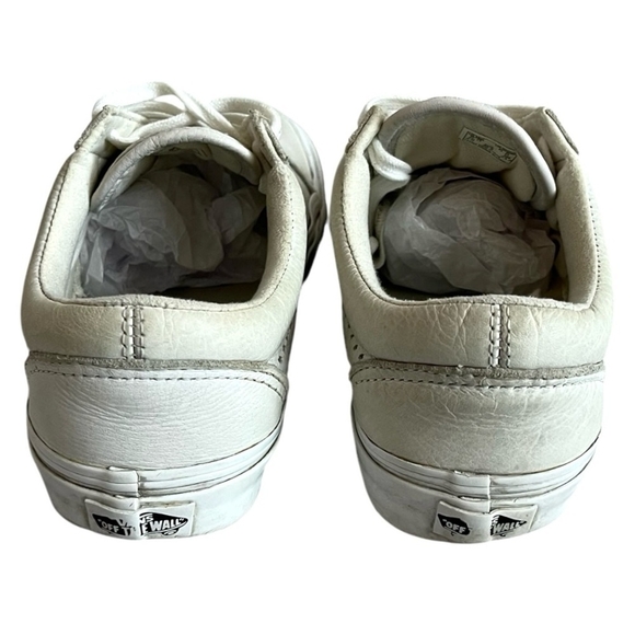 VANS Old Skool Reissue White Leather Sneakers Sport Skateboarding Sneakers Shoes - Picture 6 of 8